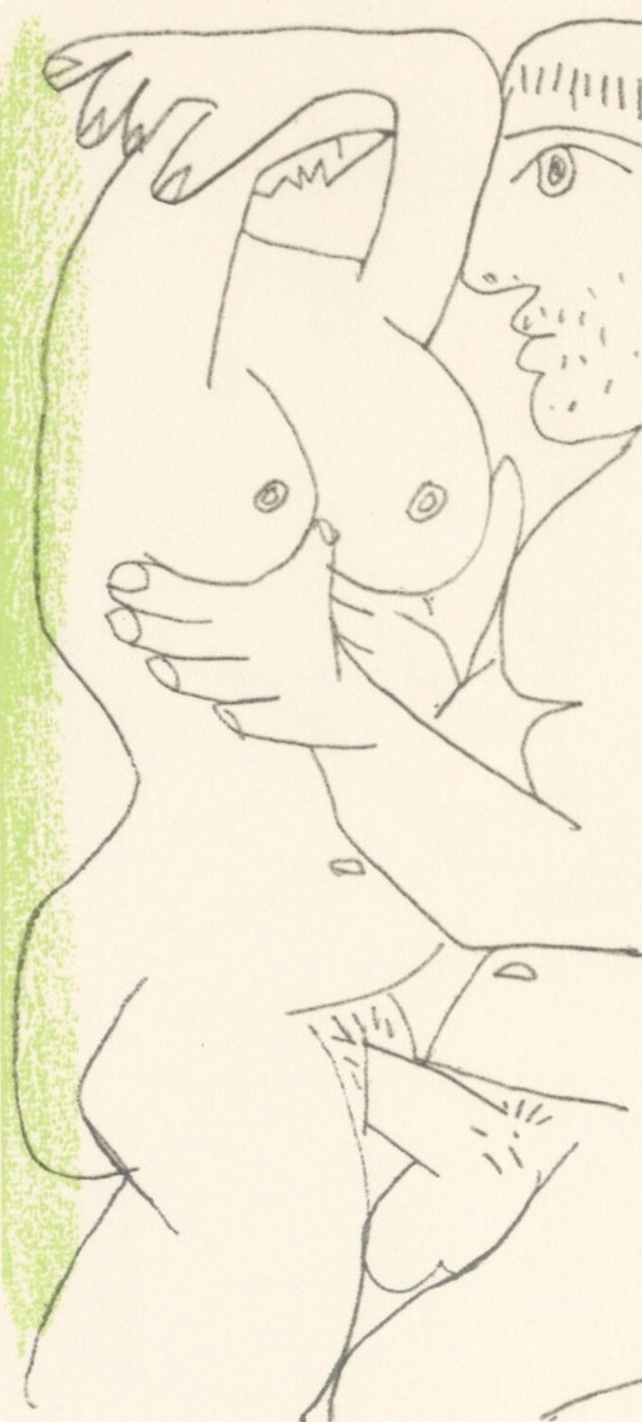 Pablo Picasso, 9.10.64. Iii (Cramer 148), Le Got Du Bonheur, Mixed Media Lithograph