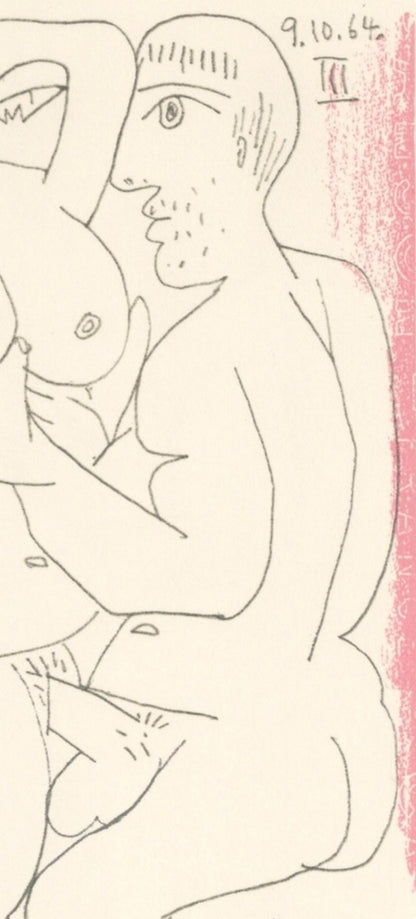 Pablo Picasso, 9.10.64. Iii (Cramer 148), Le Got Du Bonheur, Mixed Media Lithograph