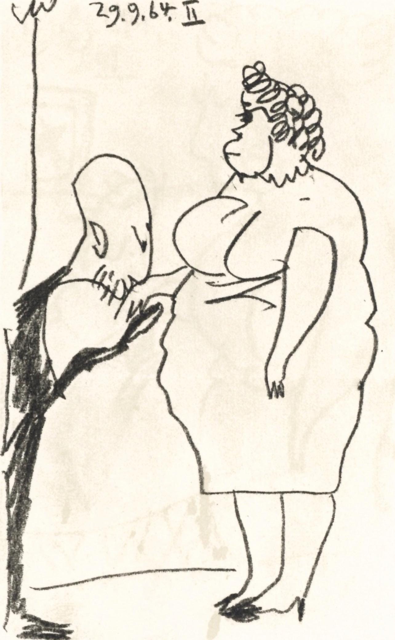 Pablo Picasso, 29.9.64. Ii (Cramer 148), Le Got Du Bonheur, Mixed Media Lithograph