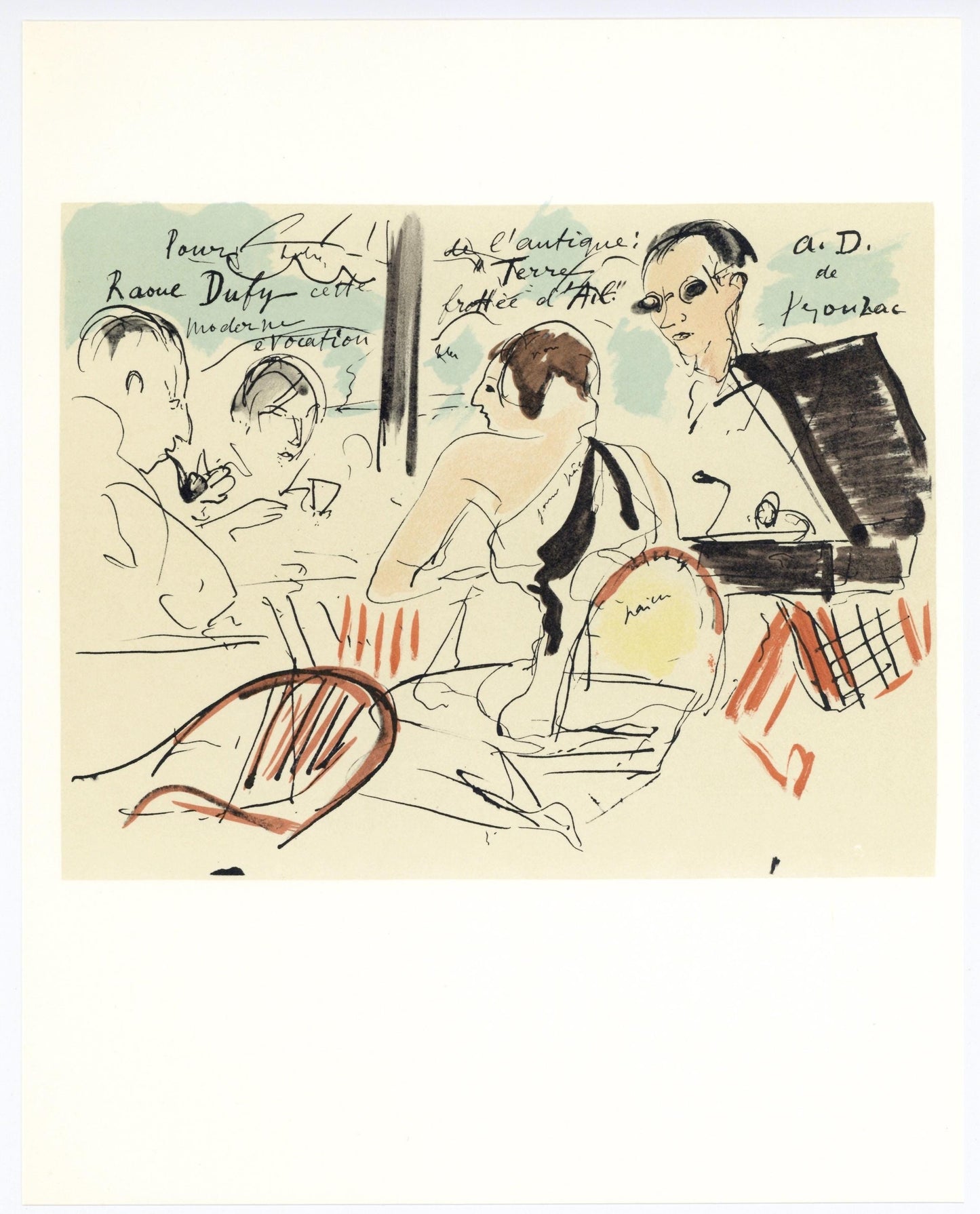 Andr Dunoyer De Segonzac, Eden Roc, Lettre Mon Peintre Raoul Dufy, Lithograph