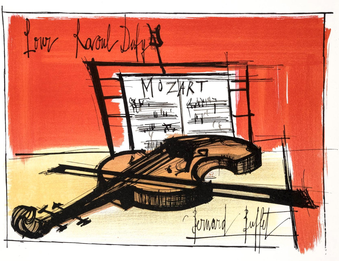 Bernard Buffet, Composition, Lettre Mon Peintre Raoul Dufy, Lithograph