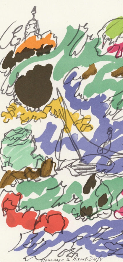 Charles Lapicque, Composition, Lettre Mon Peintre Raoul Dufy, Lithograph