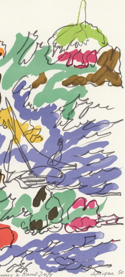 Charles Lapicque, Composition, Lettre Mon Peintre Raoul Dufy, Lithograph