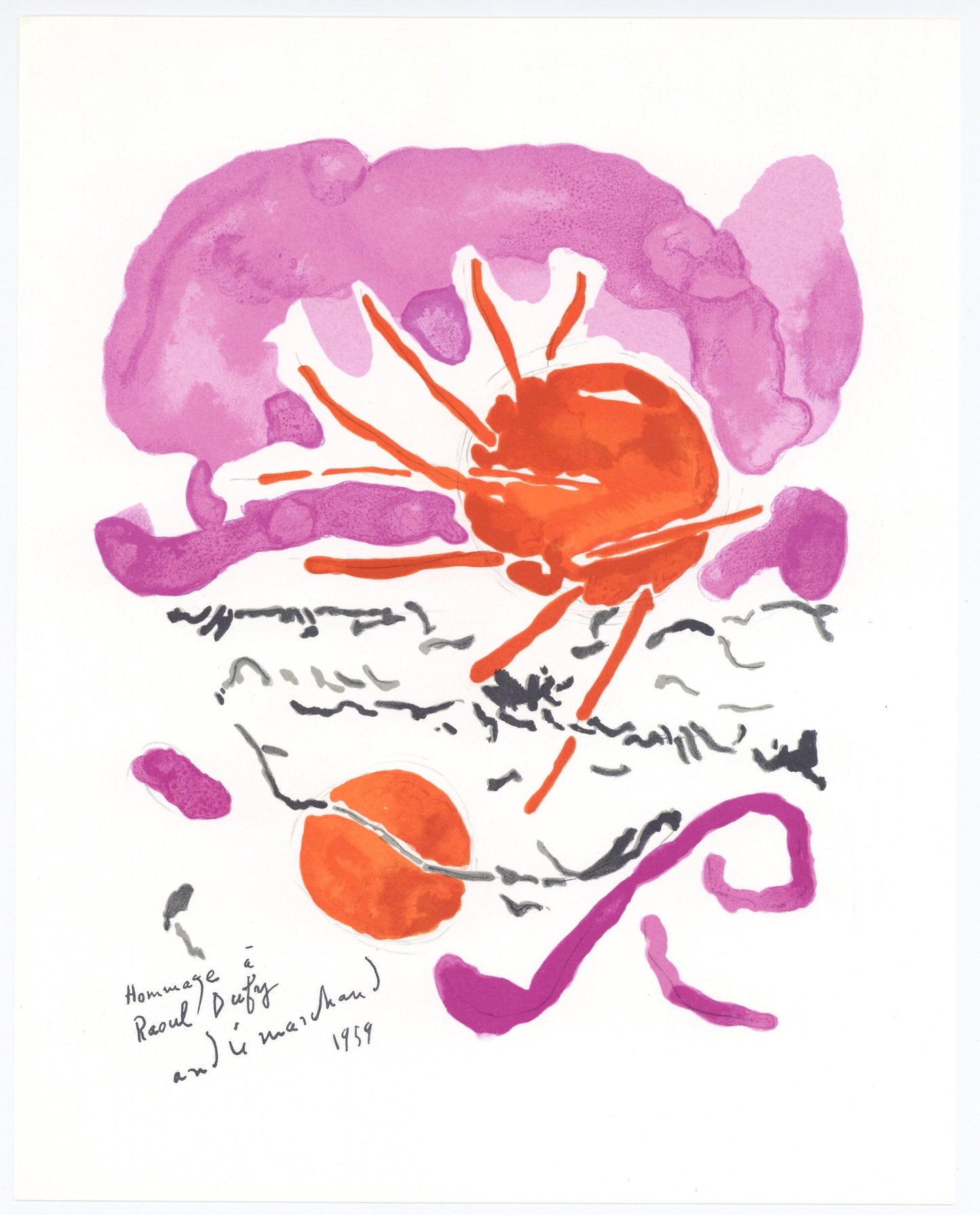 Andr Marchand, Composition, Lettre Mon Peintre Raoul Dufy, Lithograph