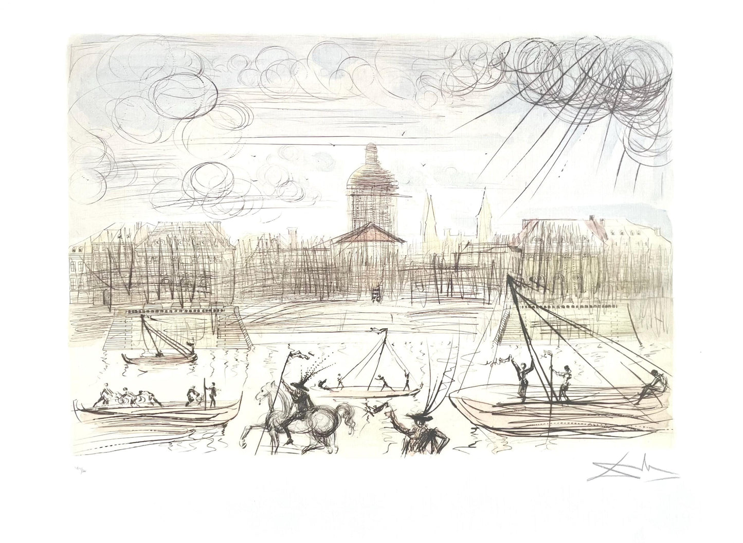 Salvador Dali, L'Acadmie De Paris, Signed, Offset Lithograph