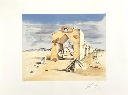 Salvador Dali, Le Village Paranoaque, Signed, Offset Lithograph