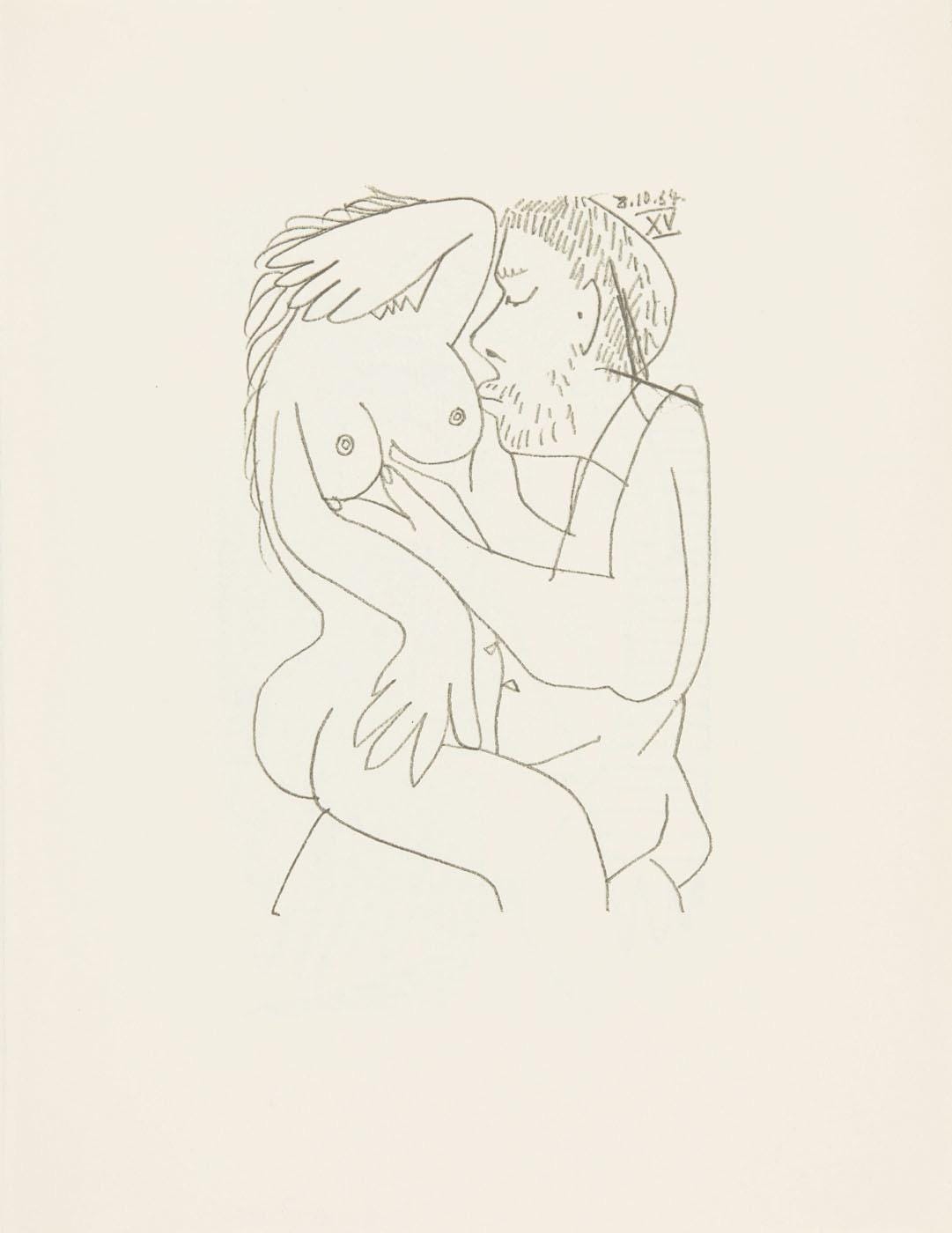 Pablo Picasso, 8.10.64. Xv (Cramer 148), Le Got Du Bonheur, Mixed Media Lithograph