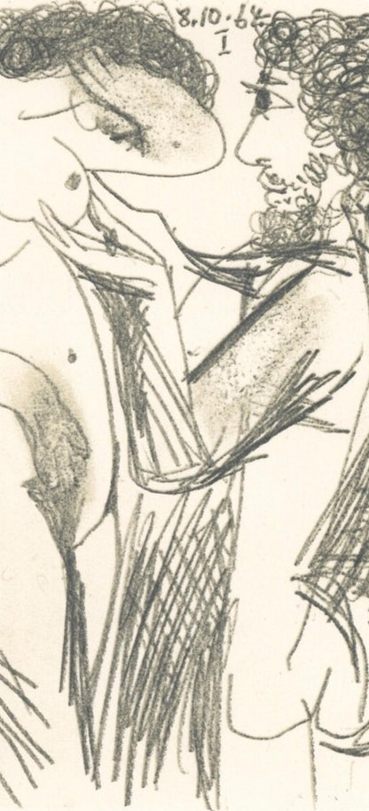 Pablo Picasso, 8.10.64. I (Cramer 148), Le Got Du Bonheur, Mixed Media Lithograph