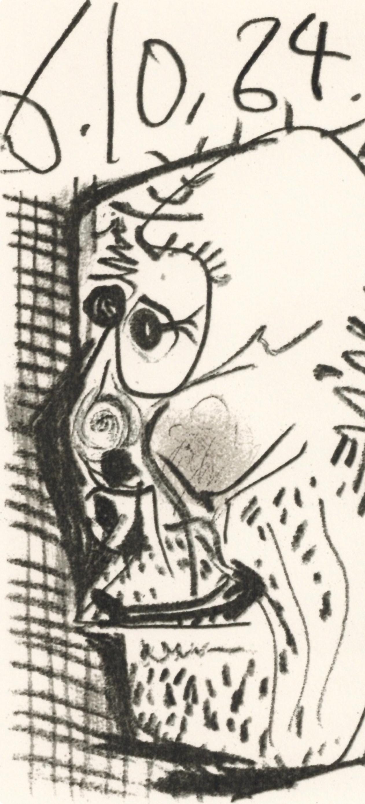 Pablo Picasso, 6.10.64. I (Cramer 148), Le Got Du Bonheur, Mixed Media Lithograph