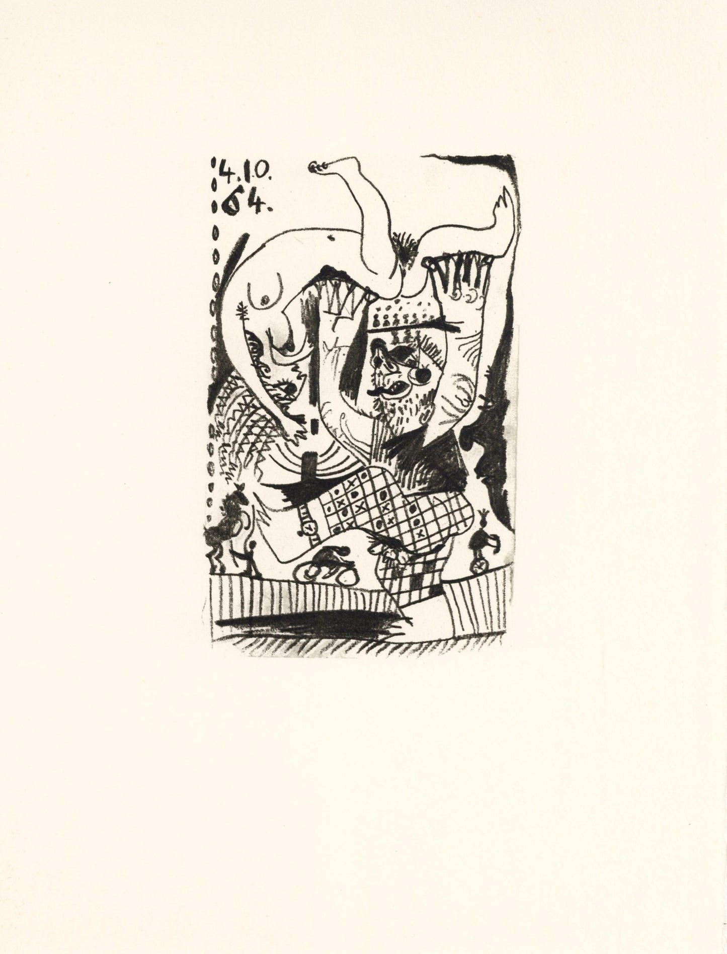 Pablo Picasso, 4.10.64. (Cramer 148), Le Got Du Bonheur, Mixed Media Lithograph