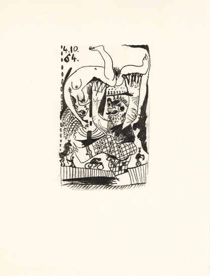 Pablo Picasso, 4.10.64. (Cramer 148), Le Got Du Bonheur, Mixed Media Lithograph