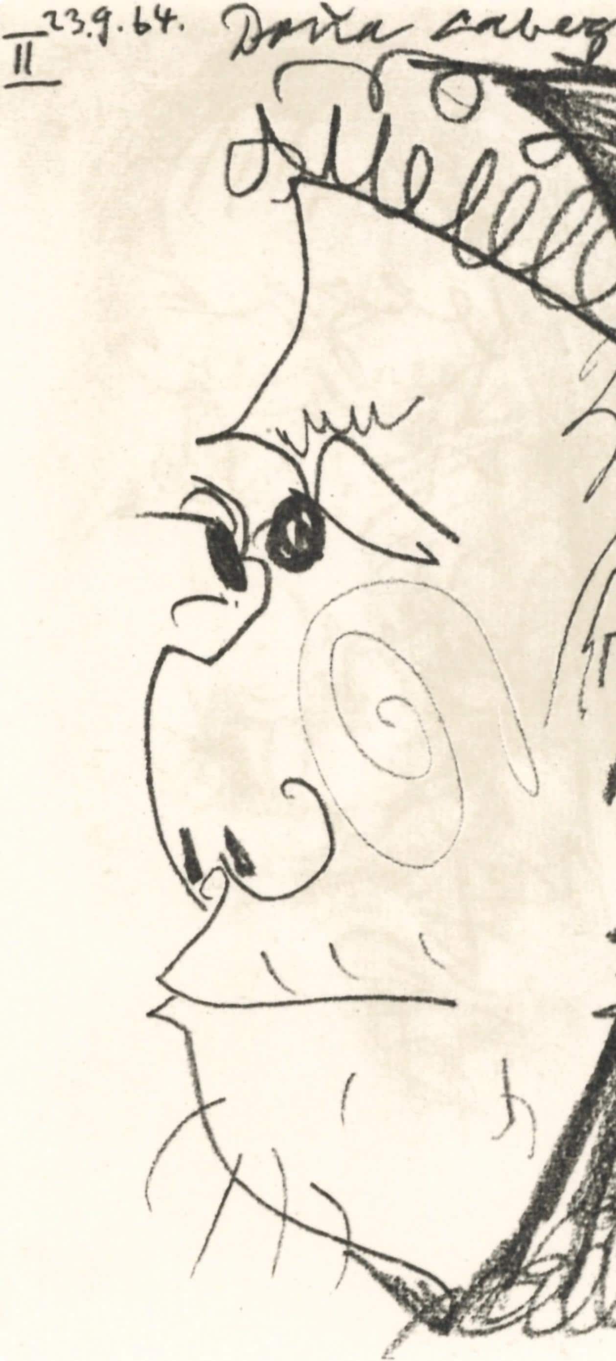 Pablo Picasso, 23.9.64. Ii (Cramer 148), Le Got Du Bonheur, Mixed Media Lithograph