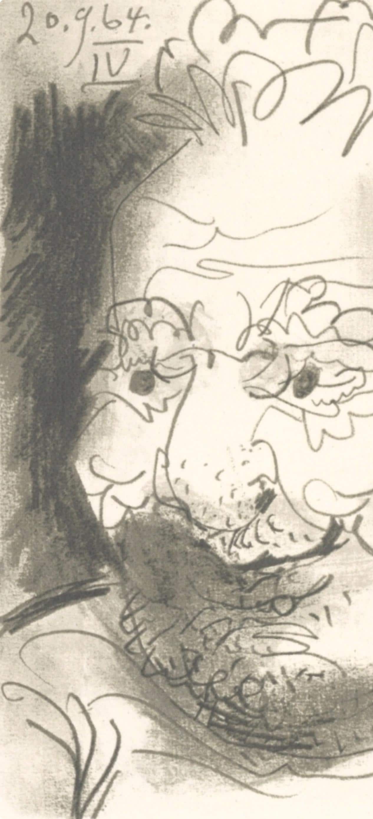 Pablo Picasso, 20.9.64. Iv (Cramer 148), Le Got Du Bonheur, Mixed Media Lithograph