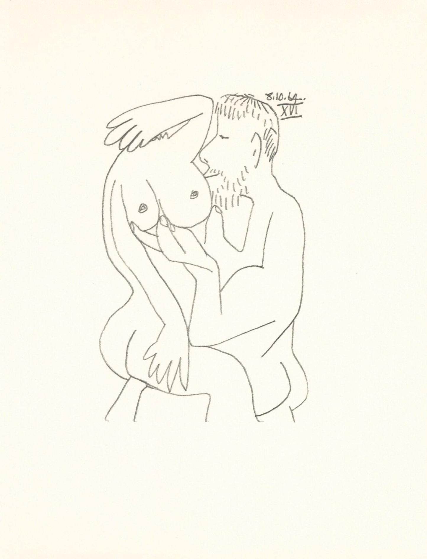 Pablo Picasso, Picasso, 8.10.74 Xvi (Cramer 148), Le Got Du Bonheur, Mixed Media Lithograph