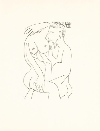 Pablo Picasso, Picasso, 8.10.74 Xvi (Cramer 148), Le Got Du Bonheur, Mixed Media Lithograph