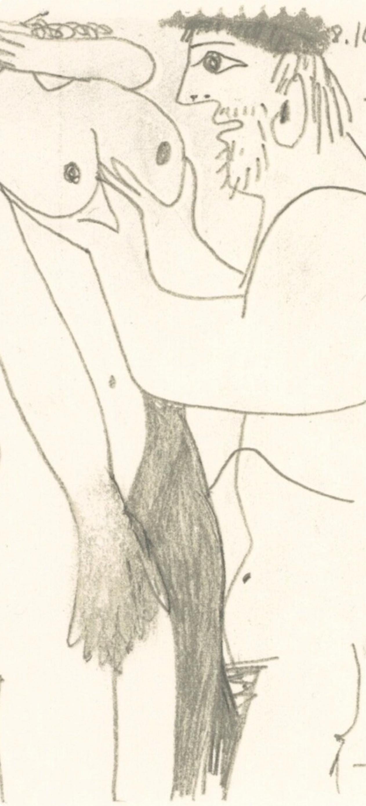 Pablo Picasso, 8.10.64. Ii (Cramer 148), Le Got Du Bonheur, Mixed Media Lithograph