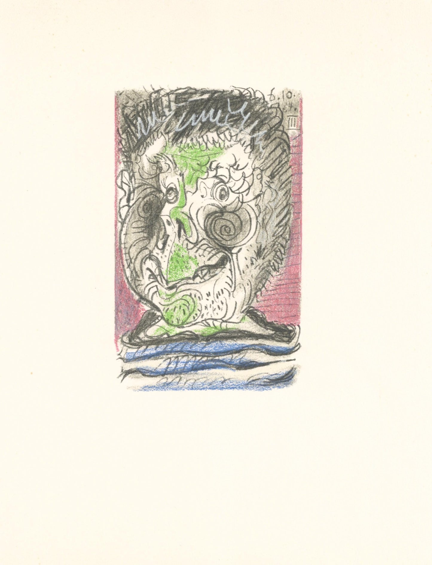 Pablo Picasso, 6.10.64. Iii (Cramer 148), Le Got Du Bonheur, Mixed Media Lithograph