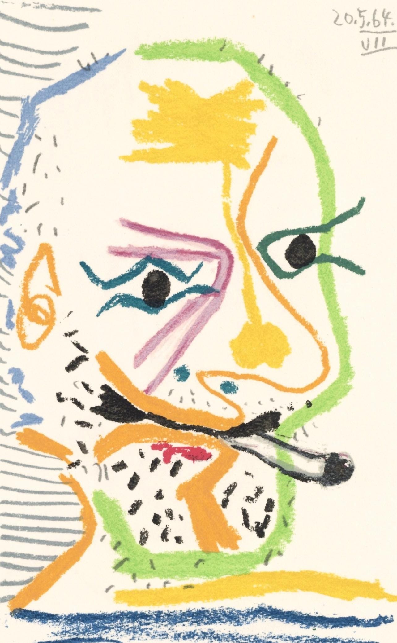 Pablo Picasso, 20.5.64. Vii (Cramer 148), Le Got Du Bonheur, Mixed Media Lithograph
