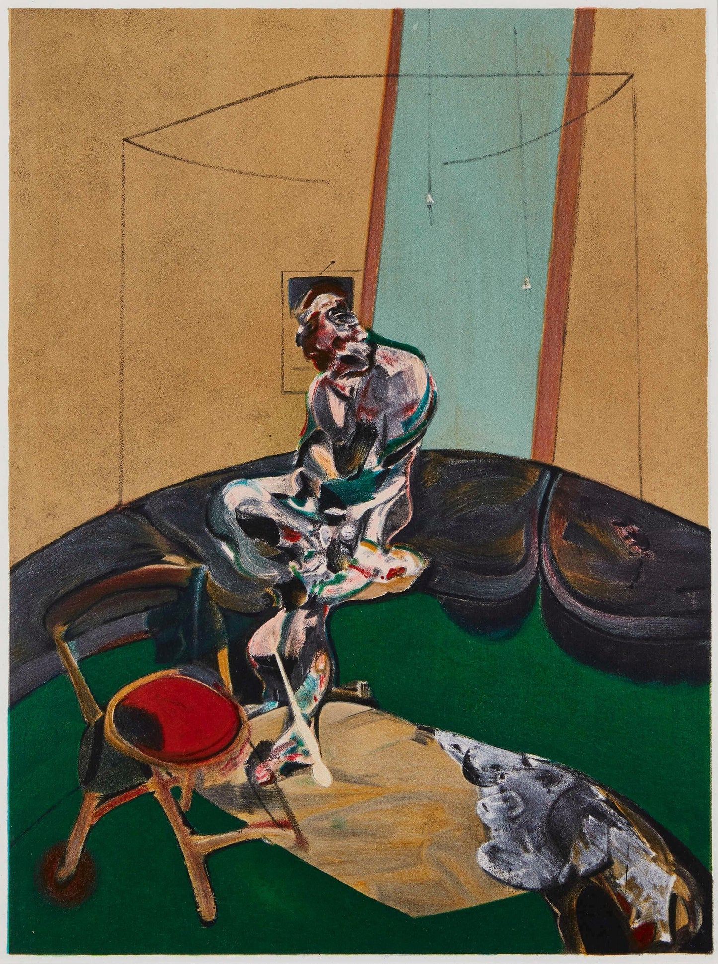 Francis Bacon, Portrait Of George Dyer Staring At Blind-Cord, Derrire Le Miroir, Lithograph