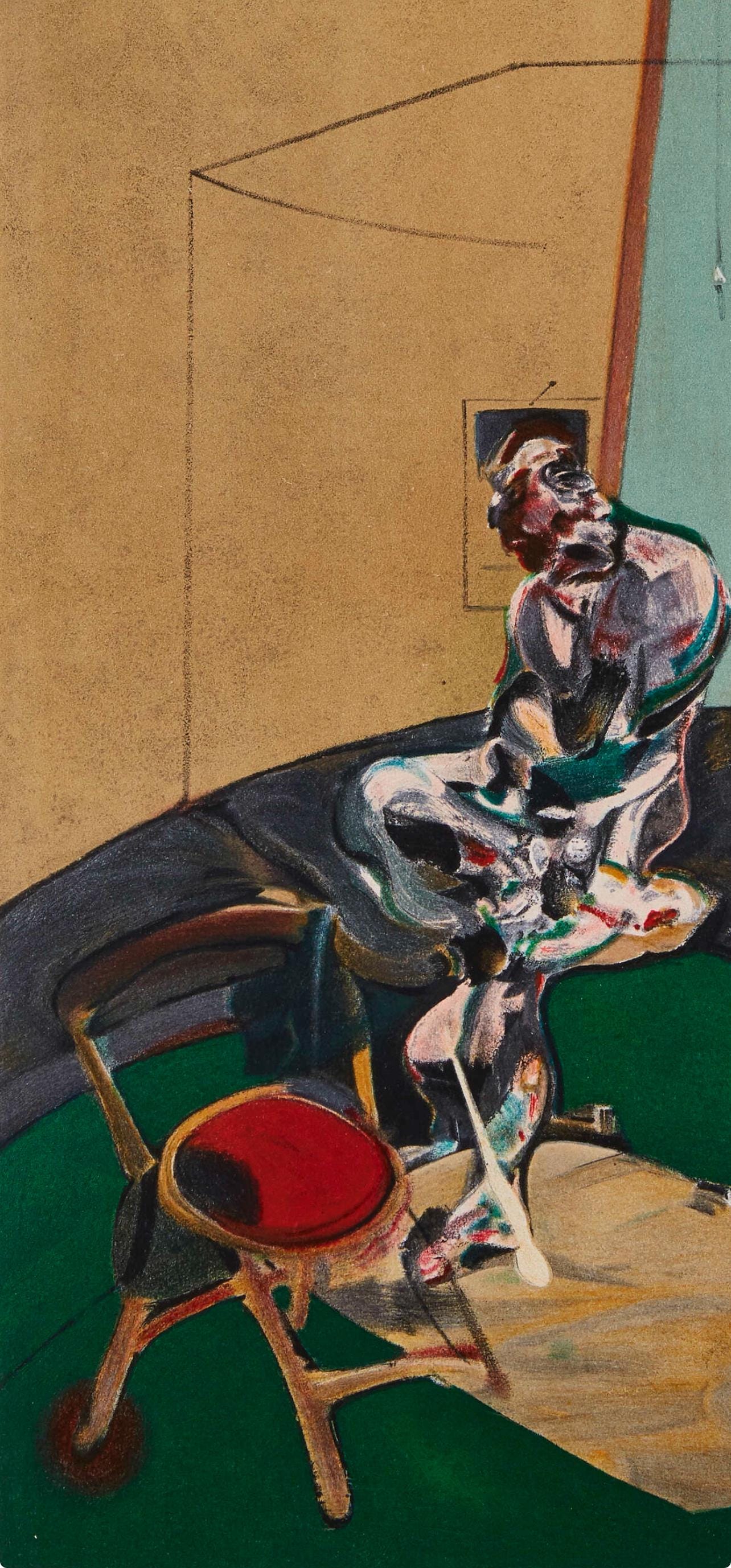Francis Bacon, Portrait Of George Dyer Staring At Blind-Cord, Derrire Le Miroir, Lithograph