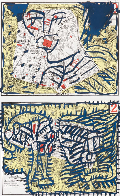 Pierre Alechinsky, Quatre Arrondissements (C/C 417), Hommage Aim Et Marguerite Maeght, Derrire Le