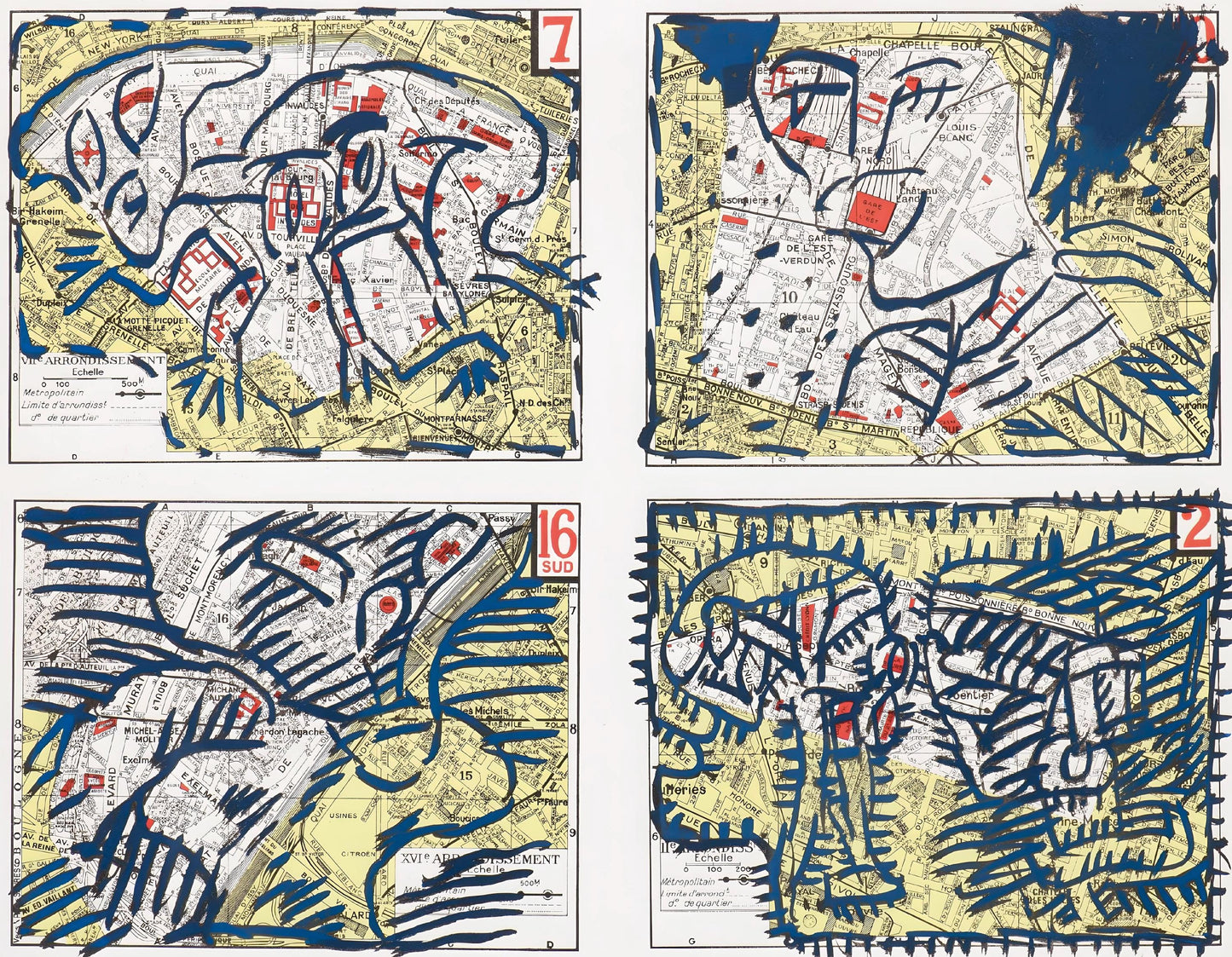 Pierre Alechinsky, Quatre Arrondissements (C/C 417), Hommage Aim Et Marguerite Maeght, Derrire Le