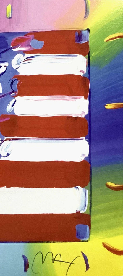 Peter Max, Heart With Flag Iii, Hand Signed, Official Lithograph