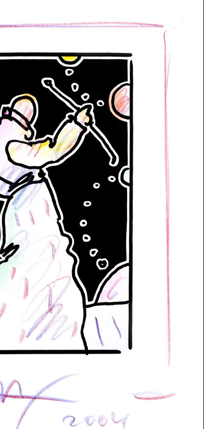 Peter Max, Sage With Cane, Black And White Series, Hand Signed, Official Edition Mixed Media