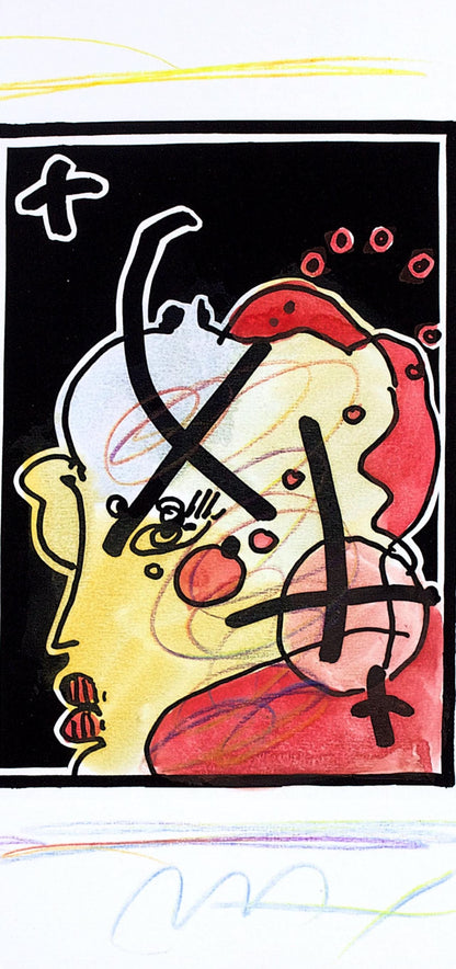 Peter Max, Profile, Black And White Series, Hand Signed, Official Edition Mixed Media