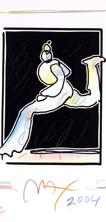 Peter Max, Runner, Black And White Series, Hand Signed, Official Edition Mixed Media