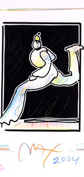 Peter Max, Runner, Black And White Series, Hand Signed, Official Edition Mixed Media