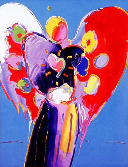 Peter Max, Blue Angel With Heart, Hand Signed, Official Lithograph