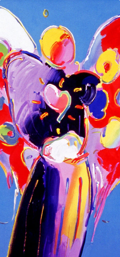 Peter Max, Blue Angel With Heart, Hand Signed, Official Lithograph