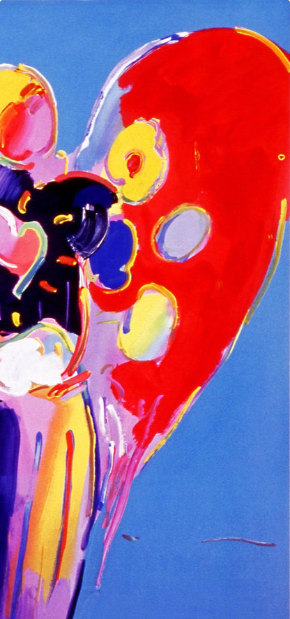 Peter Max, Blue Angel With Heart, Hand Signed, Official Lithograph