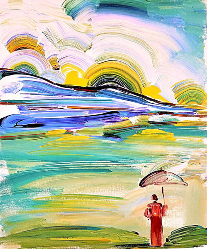 Peter Max, Umbrella Man At Sunrise, Hand Signed, Official Lithograph