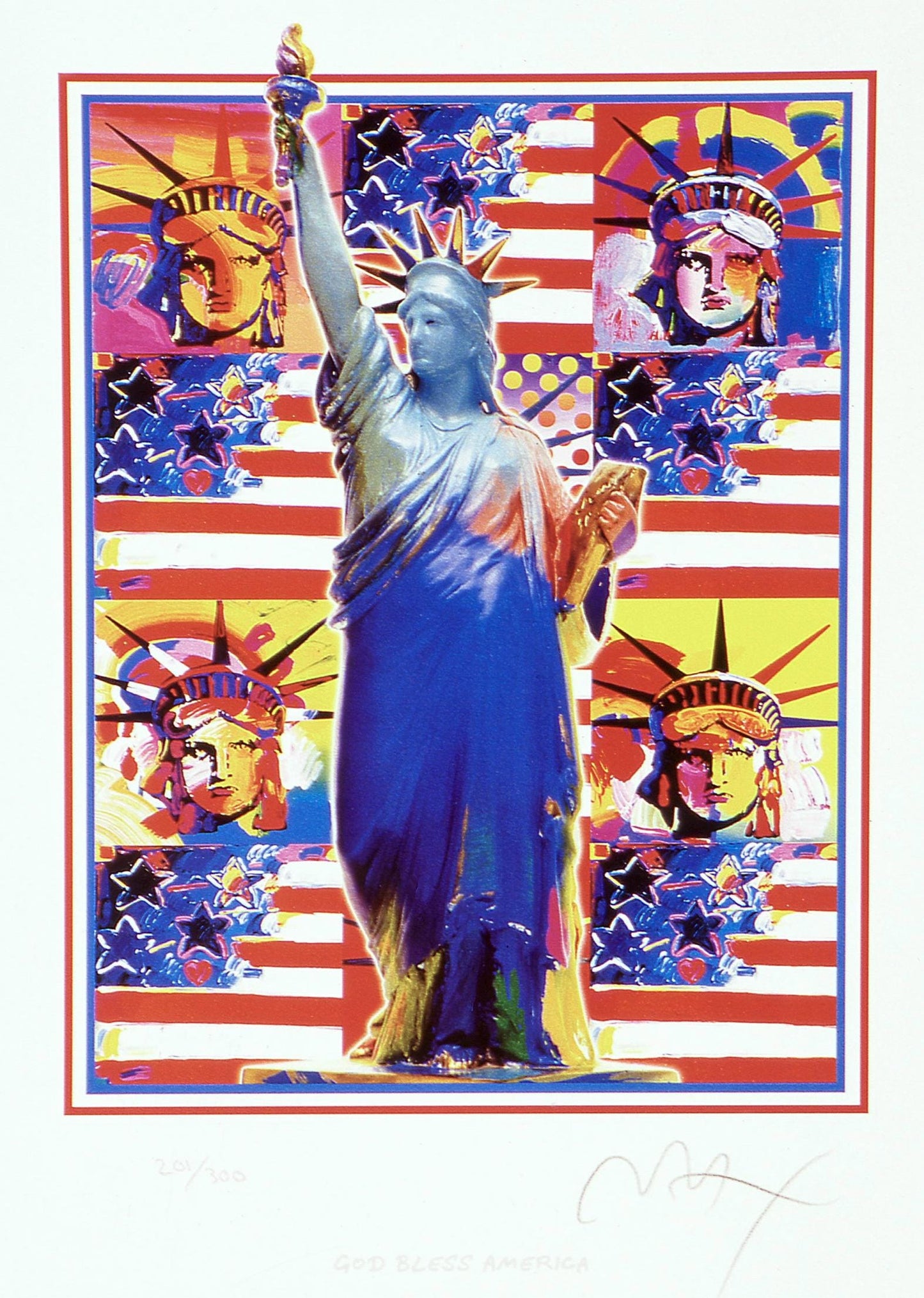 Peter Max, God Bless America, Hand Signed, Official Lithograph