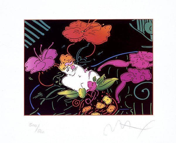 Peter Max, Lady With Floating Flowers, Hand Signed, Official Lithograph