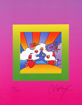 Peter Max, Cosmic Runner On Blends, Hand Signed, Official Lithograph