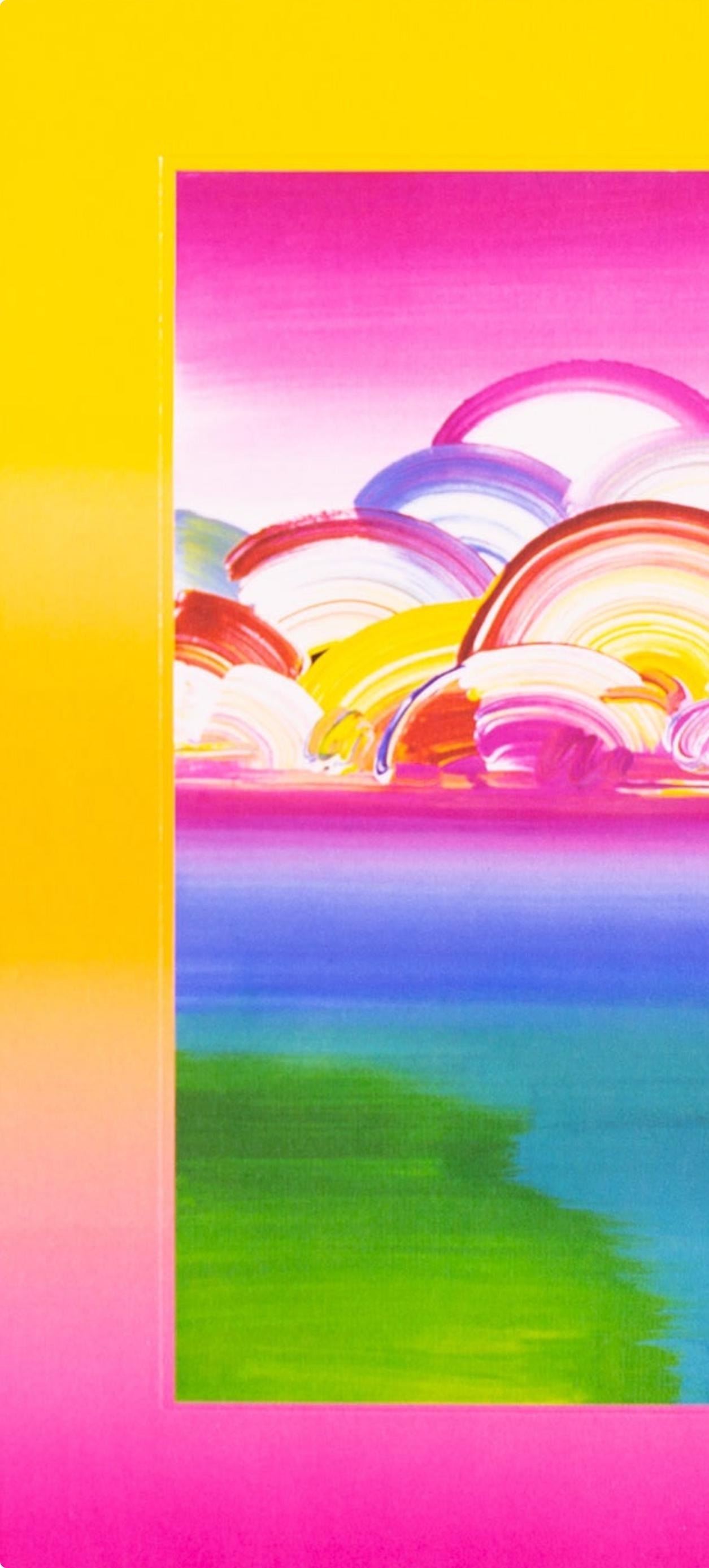 Peter Max, Umbrella Man With Rainbow Sky On Blends, Hand Signed, Official Lithograph