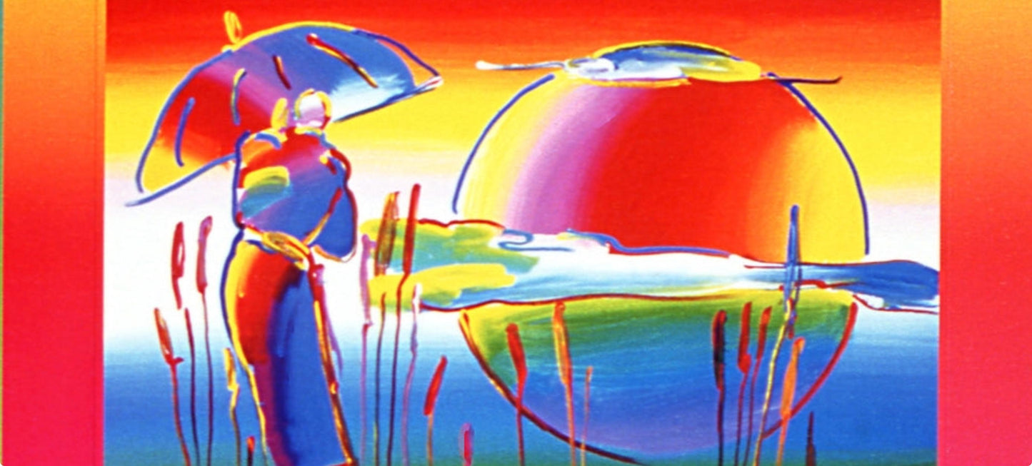Peter Max, Rainbow Umbrella Man On Blends, Hand Signed, Official Lithograph
