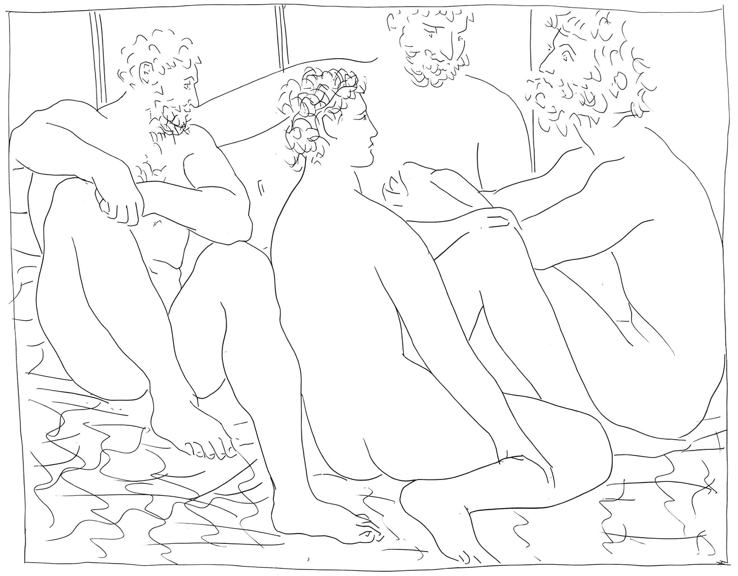 Pablo Picasso, Quatres Hommes Nus Assis, Les Mtamorphoses, Lithograph