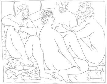 Pablo Picasso, Quatres Hommes Nus Assis, Les Mtamorphoses, Lithograph