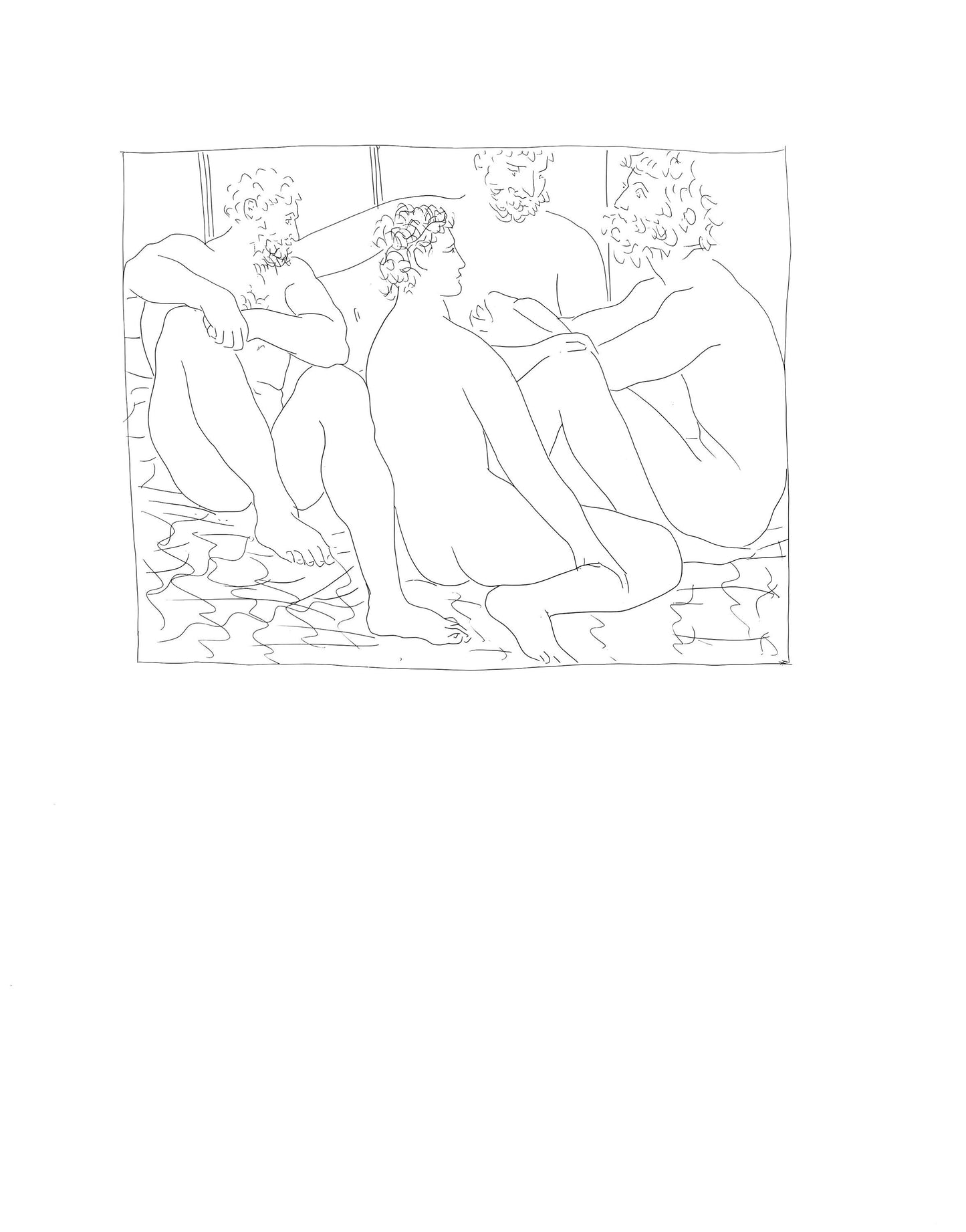 Pablo Picasso, Quatres Hommes Nus Assis, Les Mtamorphoses, Lithograph