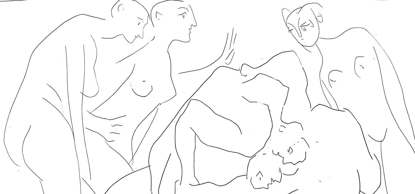 Pablo Picasso, Deux Lutteurs Observs Par Trois Femmes Nues, Les Mtamorphoses, Lithograph