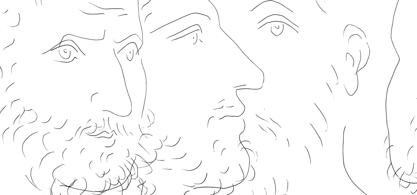 Pablo Picasso, Quatres Ttes D'Hommes, Les Mtamorphoses, Lithograph