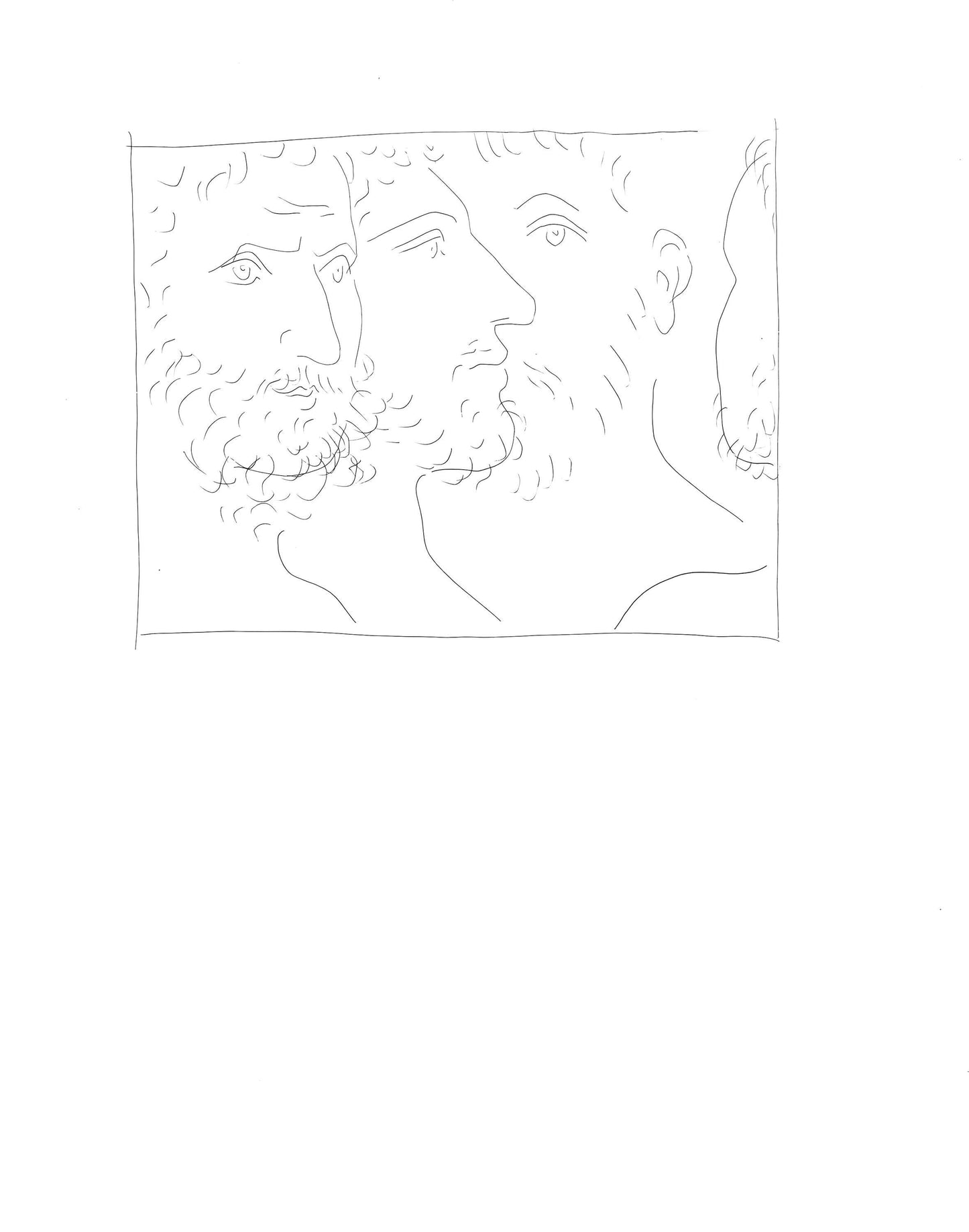 Pablo Picasso, Quatres Ttes D'Hommes, Les Mtamorphoses, Lithograph