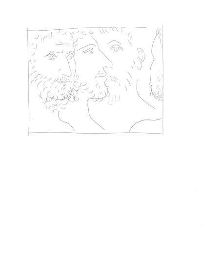 Pablo Picasso, Quatres Ttes D'Hommes, Les Mtamorphoses, Lithograph