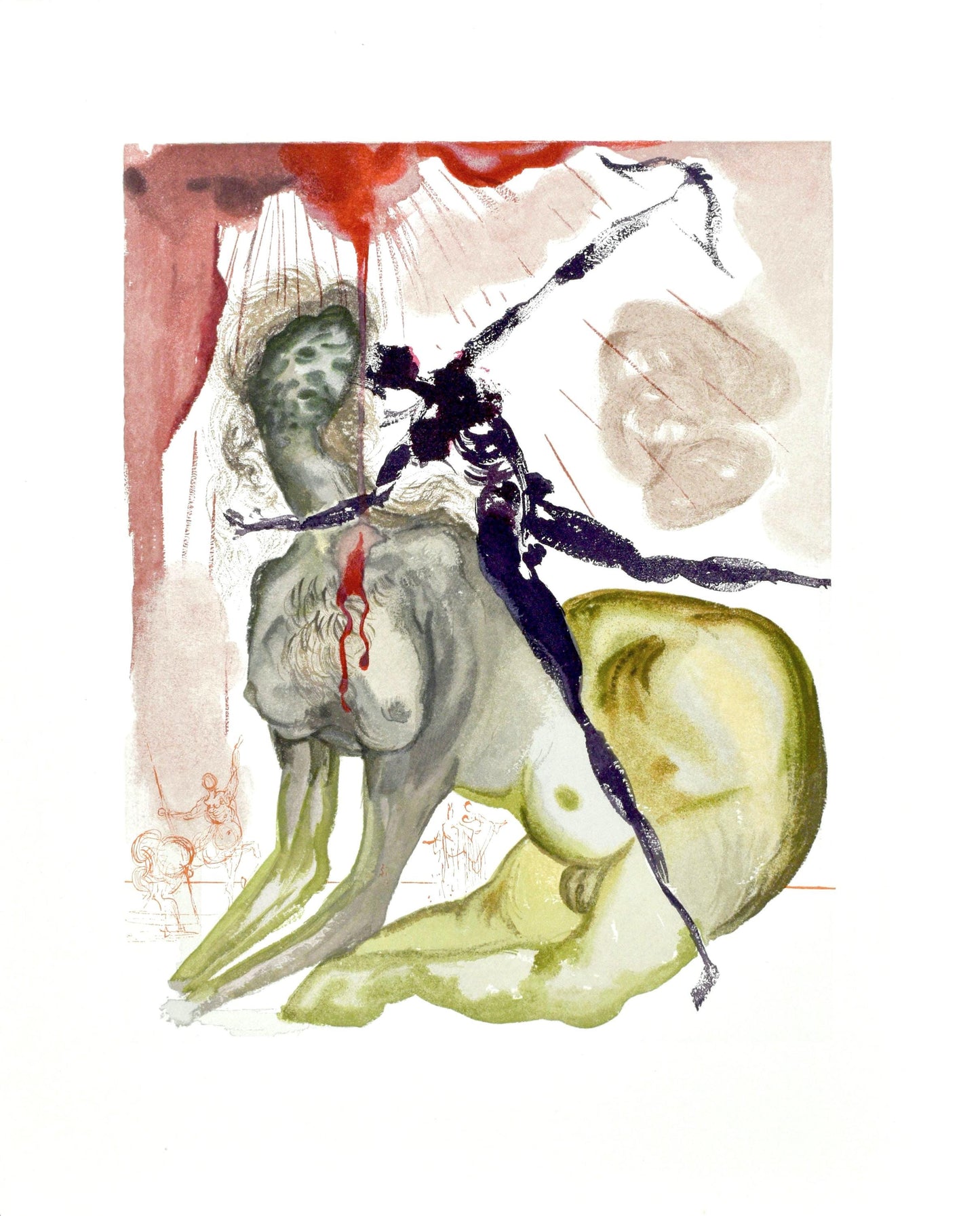 Salvador Dali, Inferno XII (Michler/ Lpsinger 1039-1138; Field 189-200), La Divina Commedia, Woodcut