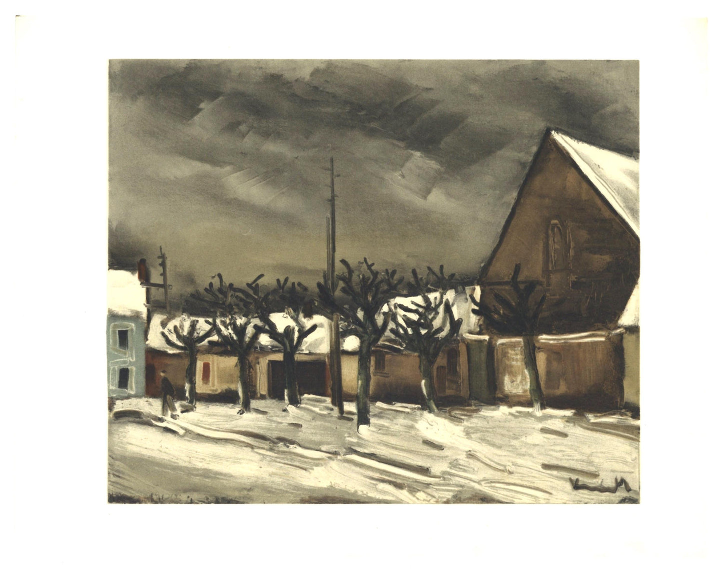 Maurice De Vlaminck, Les Tilleuls Sous La Neige, Vlaminck, Signed, Lithograph