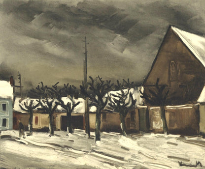 Maurice De Vlaminck, Les Tilleuls Sous La Neige, Vlaminck, Signed, Lithograph